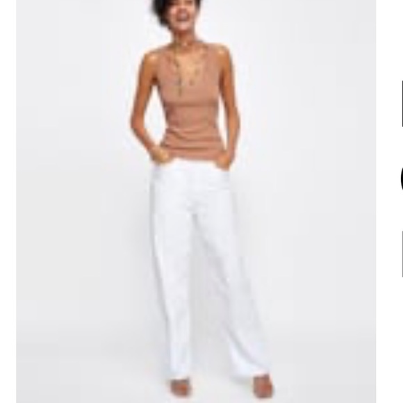 Zara Minimal Collection Ribbed Top in Camel; size S - Picture 1 of 3